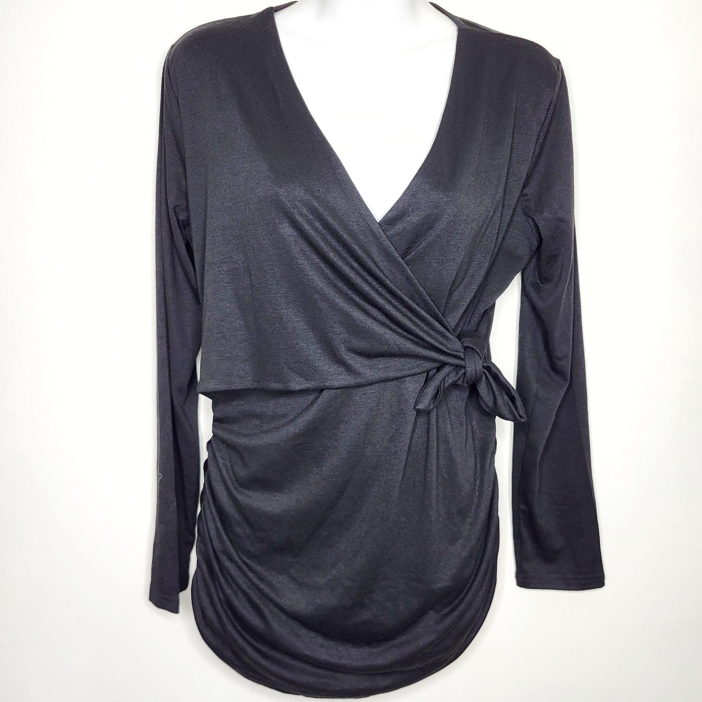 LCRW1 - NEW - Poshglam black wrap style top. Size medium (sizes like a small)