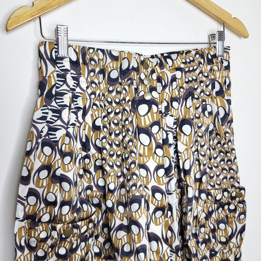 PSKL11 - Anthropologie Parameter graphic A-line midi skirt with snap pockets. Size 6