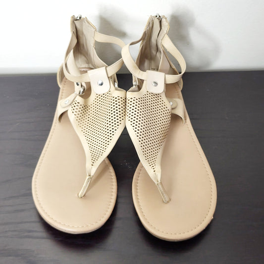 RMAZ22 - Call It Spring beige vegan leather gladiator sandals. Size 9