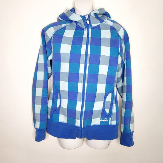 NBRD1 - Diadora blue checked zip up hoodie. Size medium