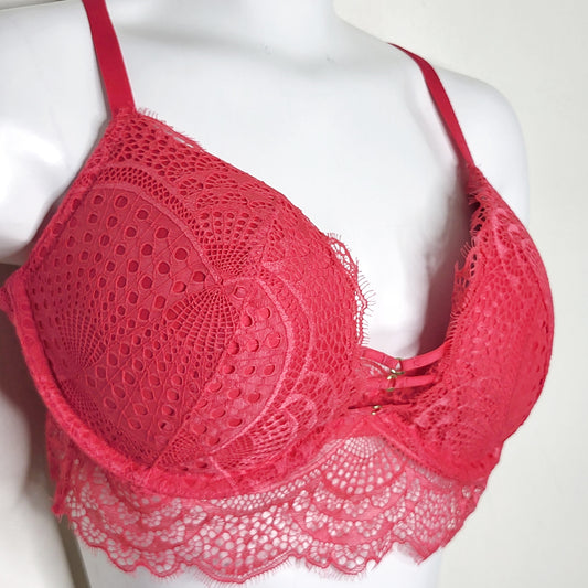 NBRD1 - La Senza pink lacey Beyond Sexy push up bra. Size 36D