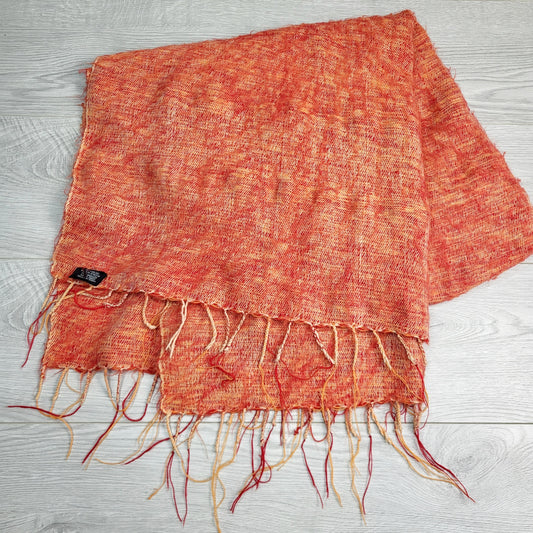 Himalayan Handmades orange yak wool blanket scarf