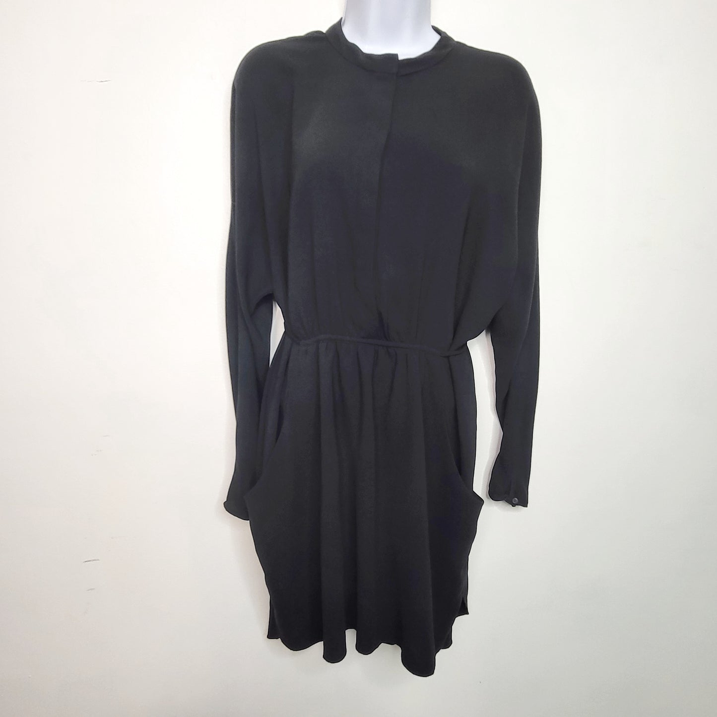 ALXS1 - Wilfred Aritzia black midi dress with tie waist. Size 6