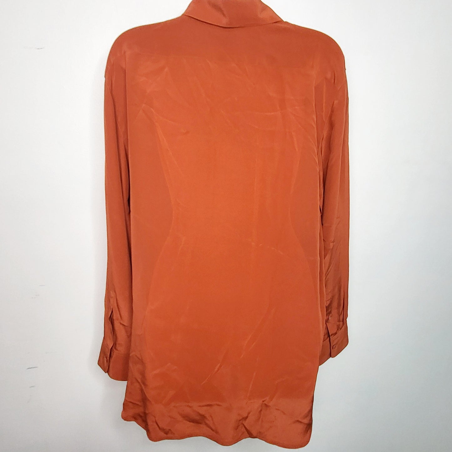 ALXS1 - Aritzia Babaton orange loose fit silk button down blouse. Size medium