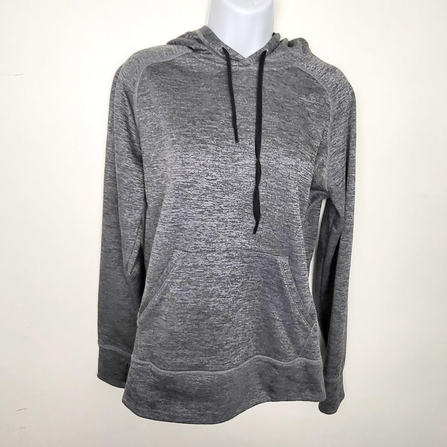 COWN1 - Adidas grey fleecy lined Climawarm pullover hoodie. Size medium