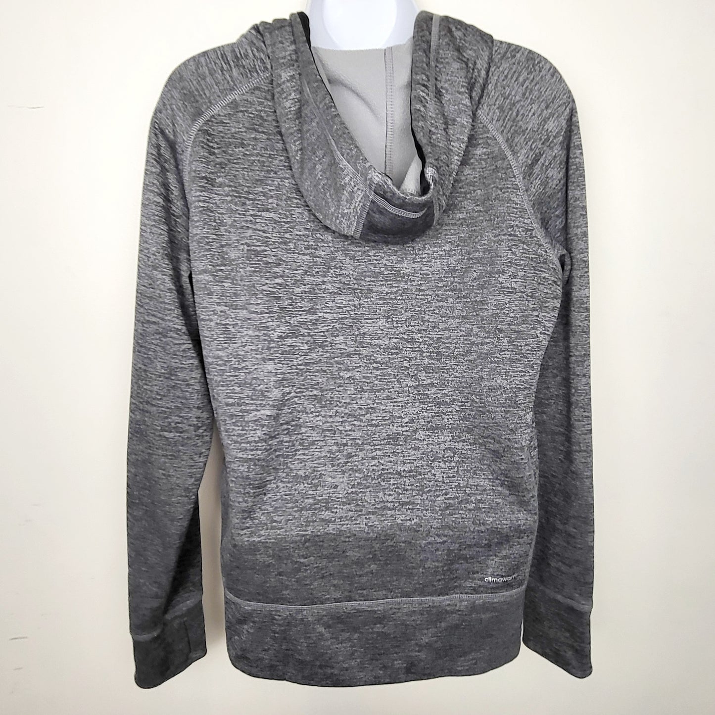 COWN1 - Adidas grey fleecy lined Climawarm pullover hoodie. Size medium