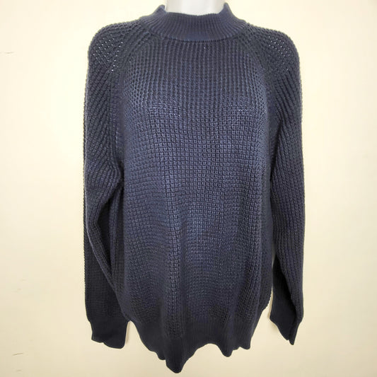 GBAR1 - Tentree navy high line knit crewneck sweater. Size medium