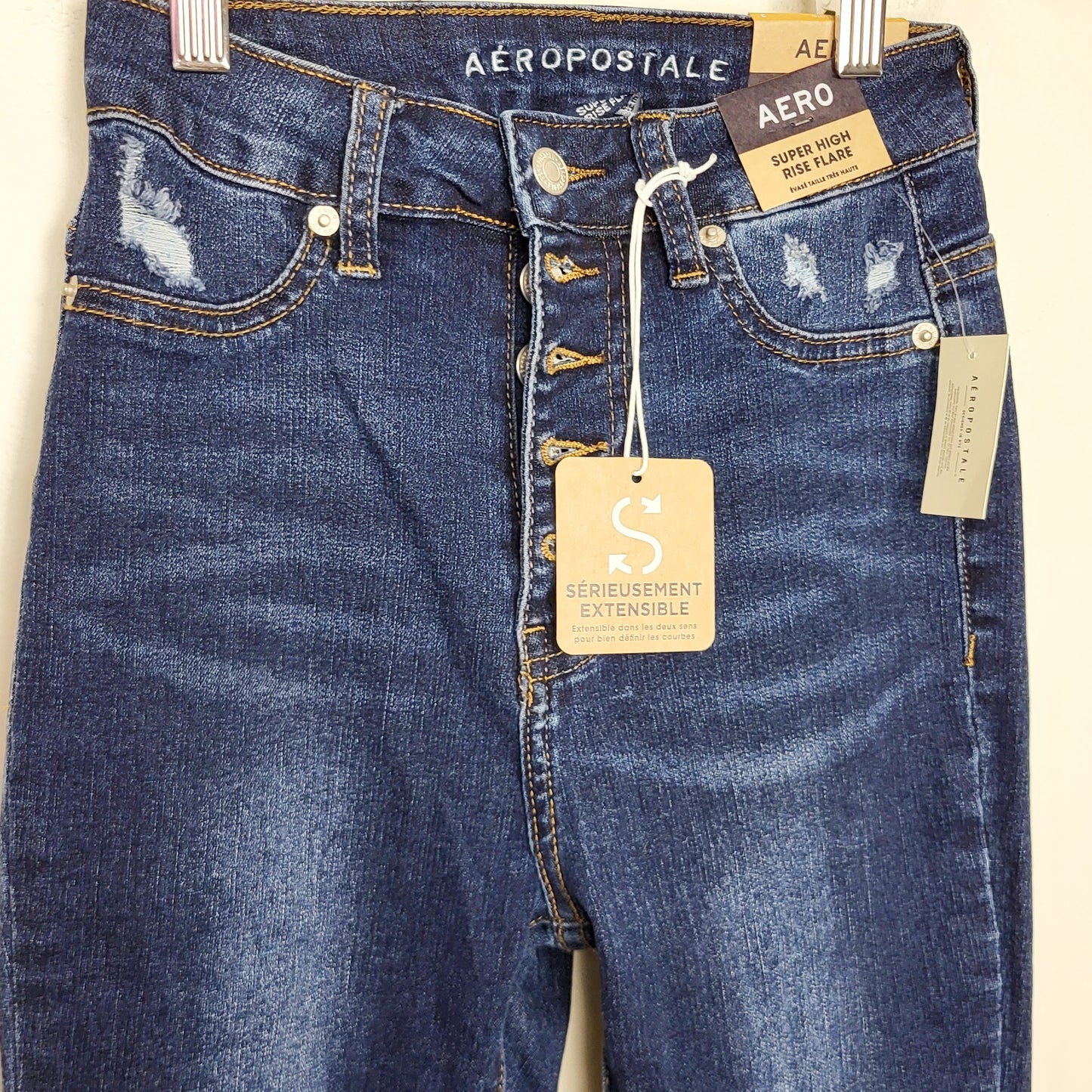 DPAR1 - NEW - Aeropostale Super High Rise Flare Jeans. Size 2