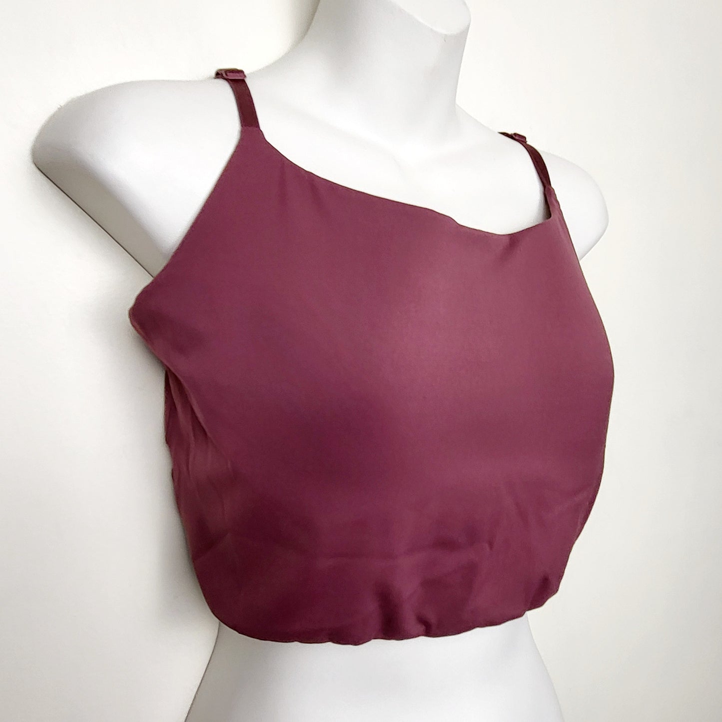 BAUB1 - Wish List plum coloured sports bra with light padding. Size large (measures smaller)