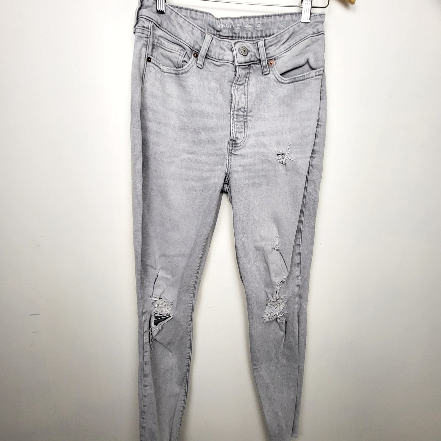 BAUB1 - Old Navy grey distressed O.G. high rise straight jeans. Size 10 TALL