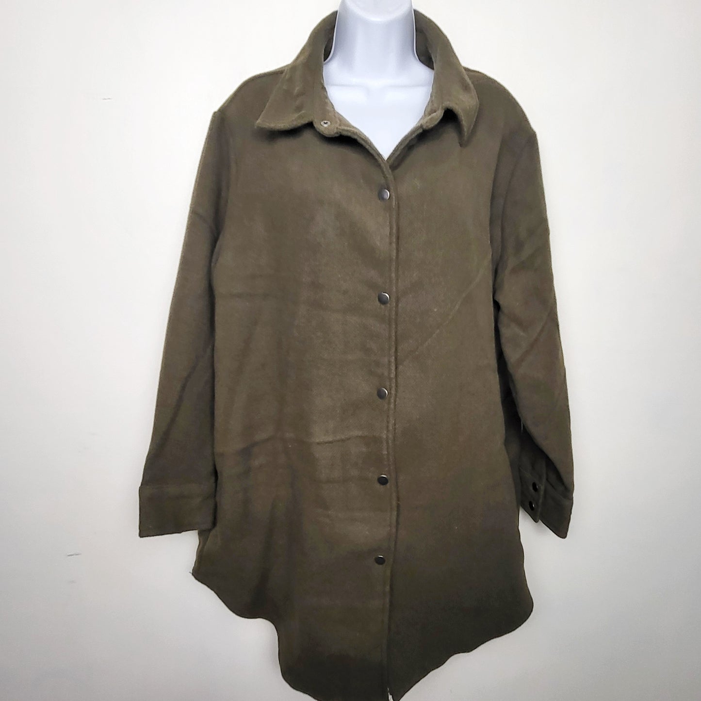 BAUB2 - RD Style Conscious olive green woven shacket / over shirt. Size large