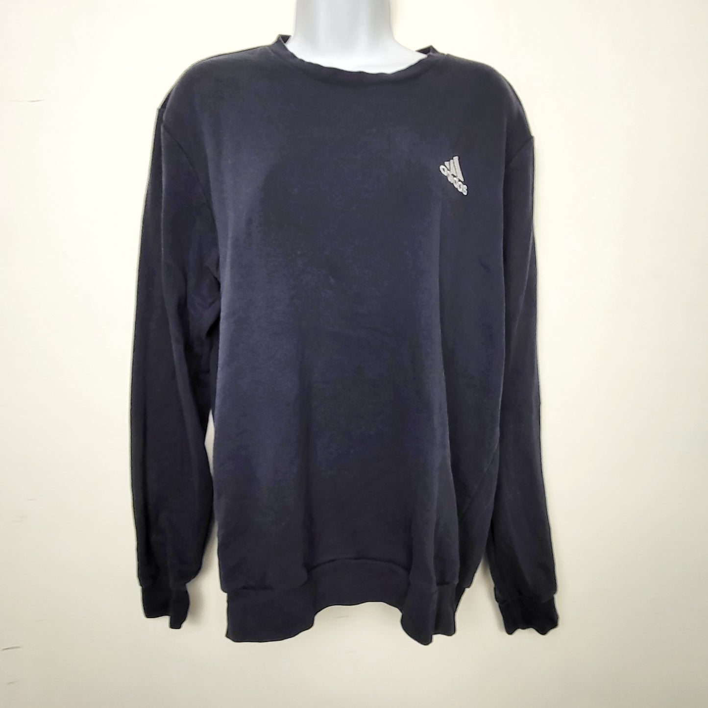 BBIN1 - Adidas navy fleecy lined sweatshirt. Men's size medium