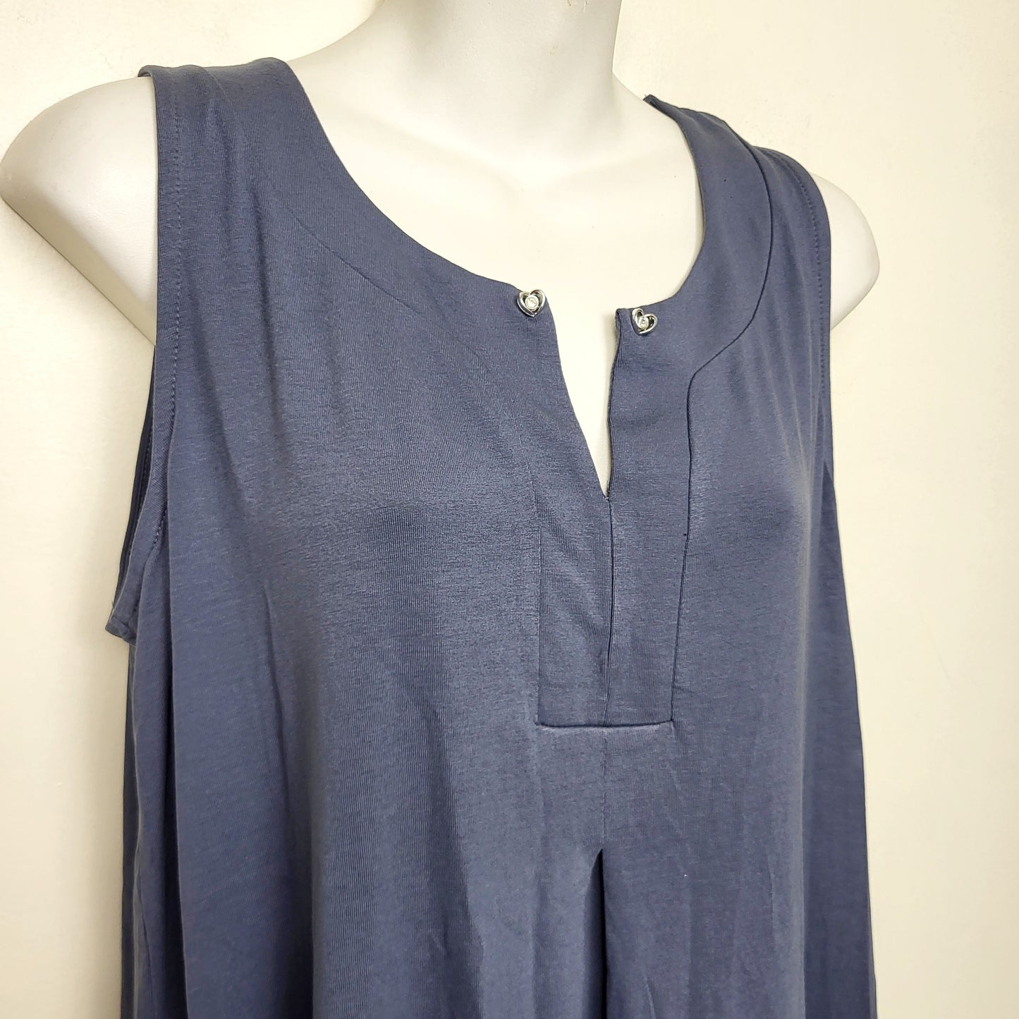 LSEV1 - NEW - Vamp blue grey sleeveless rayon beach dress. Size large