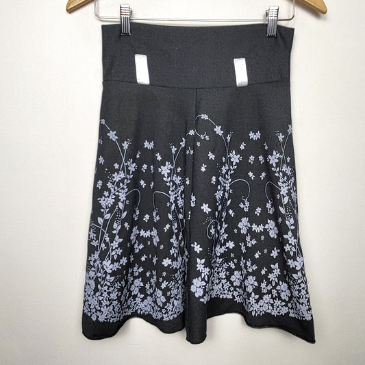 LSEV1 - Alka grey denim look skirt with flowers. Measures as a small