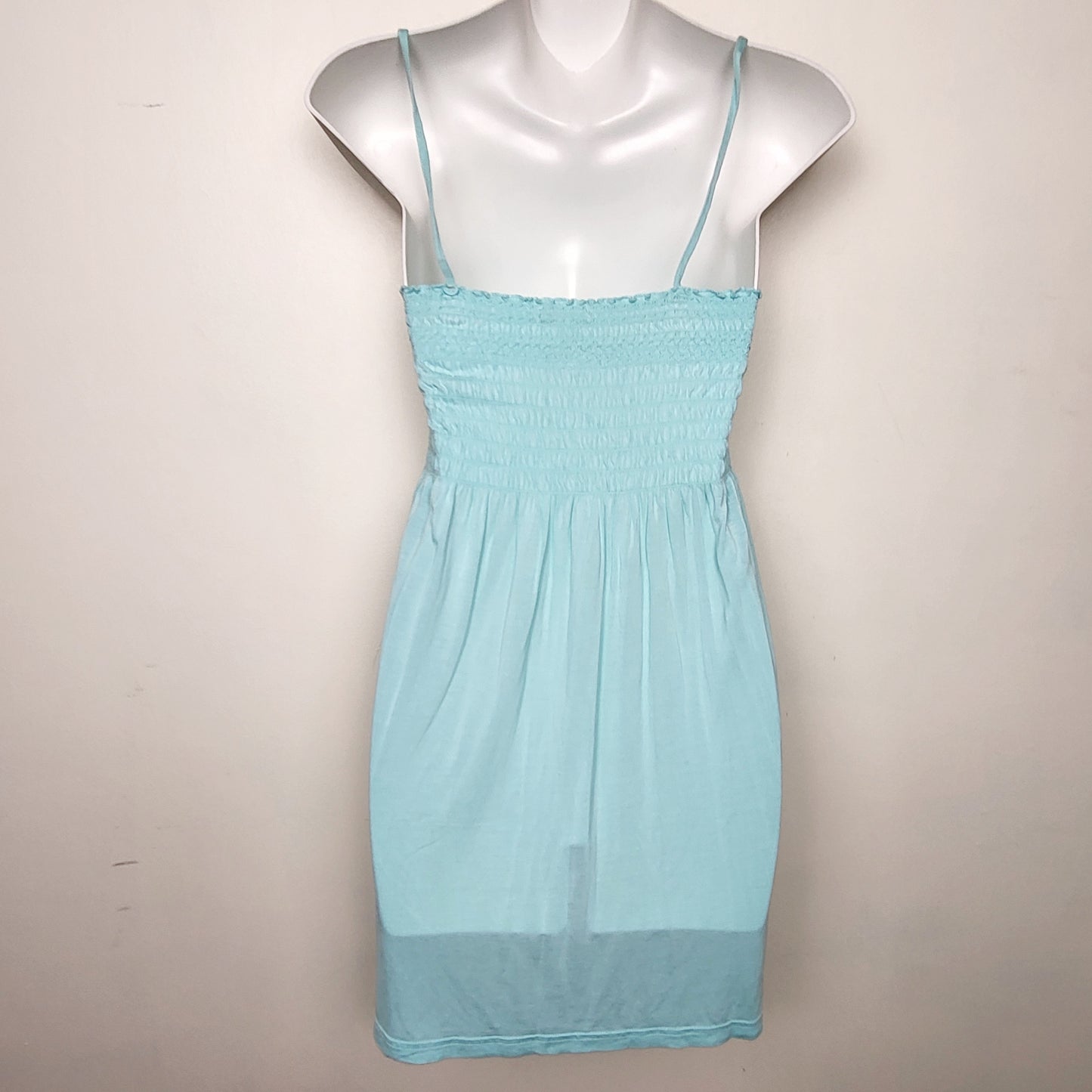 LSEV1 - H and M baby blue rayon sundress with flocking. Size medium