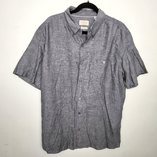 BBIN2 - Weatherproof Vintage loose fit washable linen button down shirt. Men's size XL