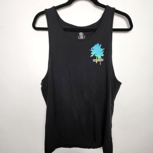 BBIN2 - West 49 black tank top with palm tree. Size large