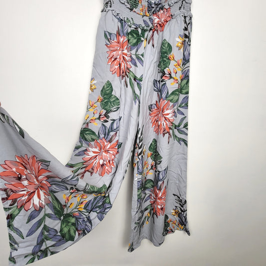 MDWY - Patrons of Peace grey floral print wide leg rayon "Angelo" pants. Size medium