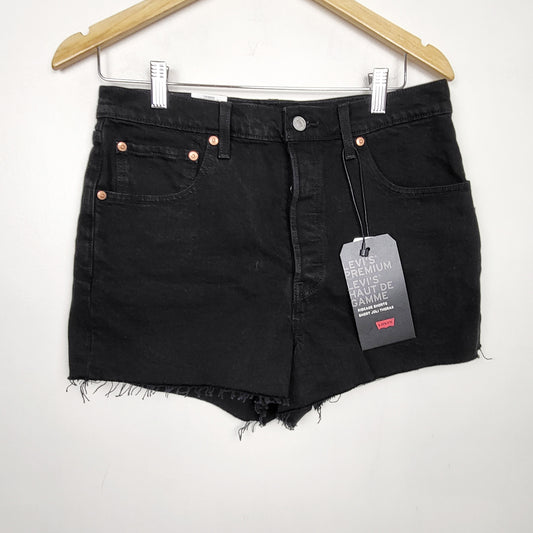 MDWY - NEW - Levi's black "Late Shift" denim ribcage shorts. size 31