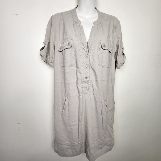 MDWY - Conrad C Collection natural coloured linen shift dress. Size 12