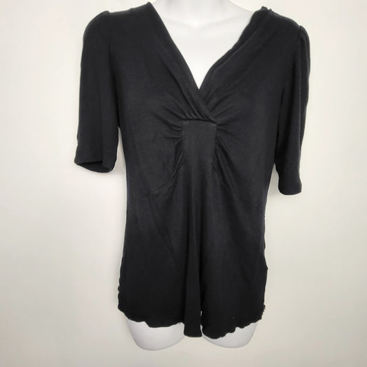 MDWY - Banana Republic black short sleeved top with gathered front. Size medium