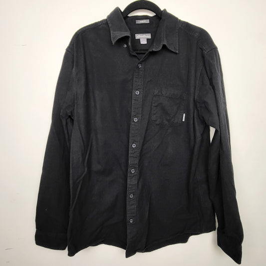 Eddie Bauer black classic fit button up flannel shirt. Size XL