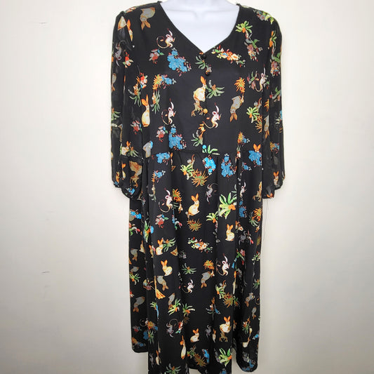 CHZO1 - Black button down dress with bunnies. Sizes like a medium