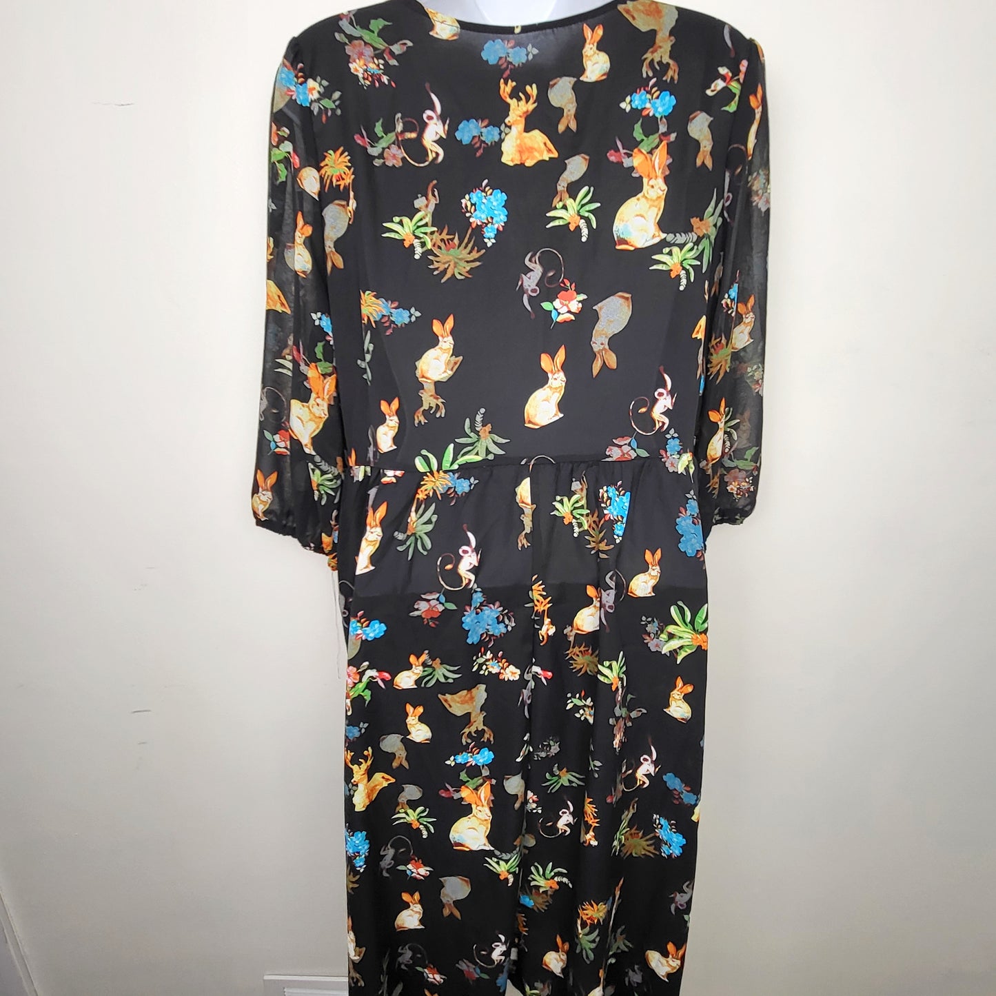 CHZO1 - Black button down dress with bunnies. Sizes like a medium