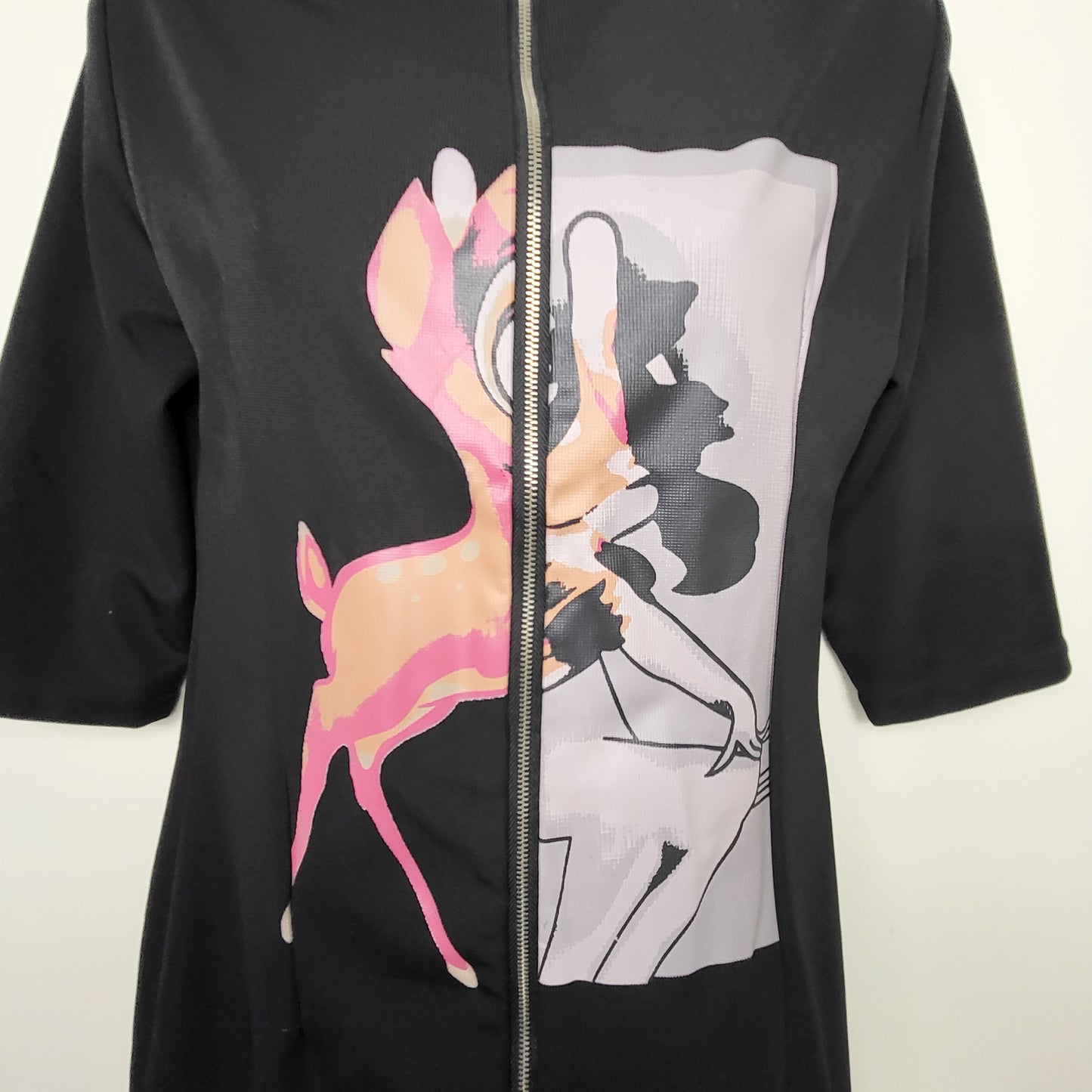 CHZO1 - Black Bambi/female form dress. Unzips fully at back. Sizes like small