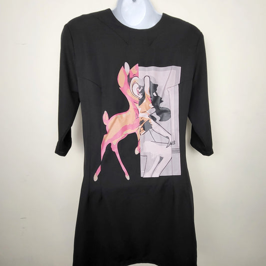 CHZO1 - Black Bambi/female form dress. Unzips fully at back. Sizes like small