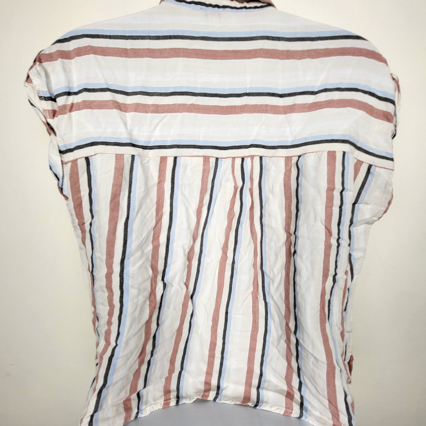 KTRC1 - Kismet striped boxy fit button down rayon top. Size XS