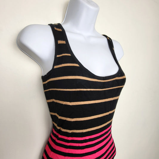 KTRC1 - Dynamite black multi-striped knit bodycon tank dress. Size small 🍁