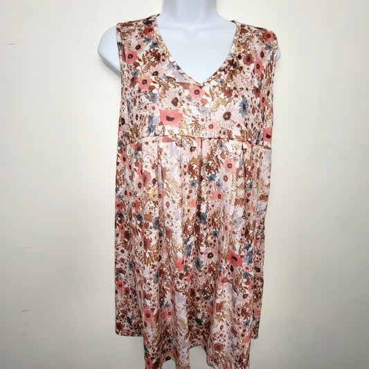 AGLL1 - Sleeveless floral print mini dress. Size medium