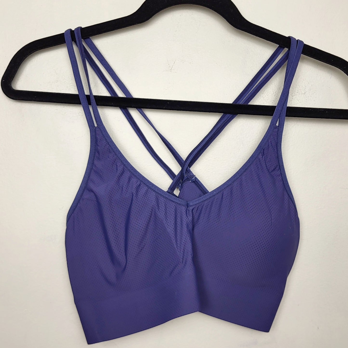 AGLL1 - Denver Hayes blue lightly paded Invisible Mesh V-Neck Bralette. Size large