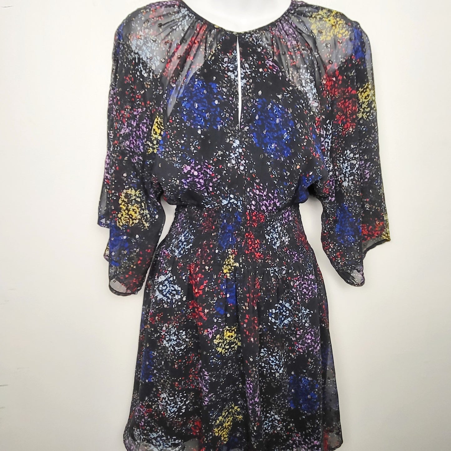 CMCRD1 - Free People black floral print "Anna" mini dress. Size small